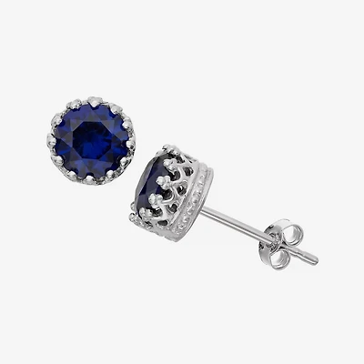 Lab-Created Blue Sapphire Sterling Silver Earrings