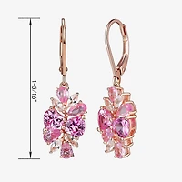 Womens Lab Created Pink 14K Rose Gold Over Silver Drop Earrings