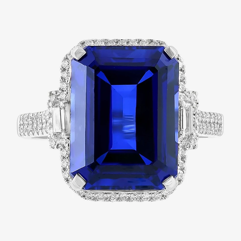 Effy Final Call Womens Gemstone & 3/8 CT. T.W. Diamond 14K Gold Halo Side Stone Cocktail Ring