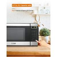 Commercial Chef 0.7-Cu. Ft. Countertop Microwave - Black with Stainless Steel Trim