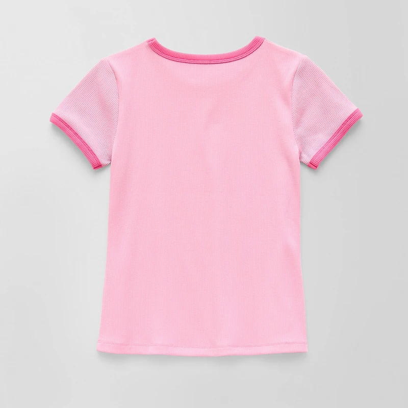 Thereabouts Rib Little & Big Kid Girls Crew Neck Short Sleeve Classic Fit Graphic T-Shirt