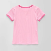 Thereabouts Rib Little & Big Kid Girls Crew Neck Short Sleeve Classic Fit Graphic T-Shirt