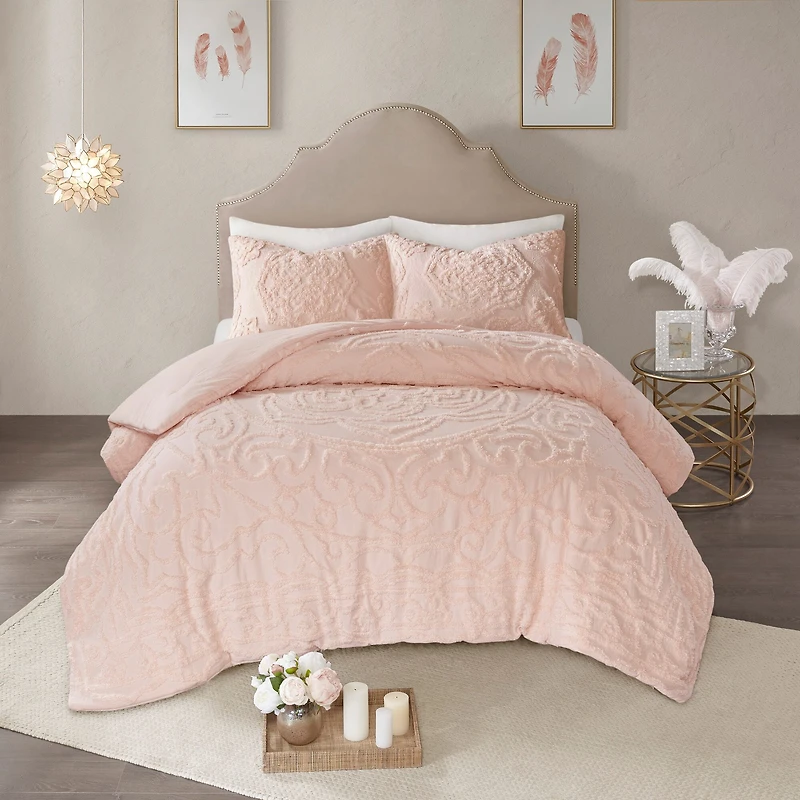 Madison Park Virginia 3pc Tufted Cotton Chenille Medallion Comforter Set