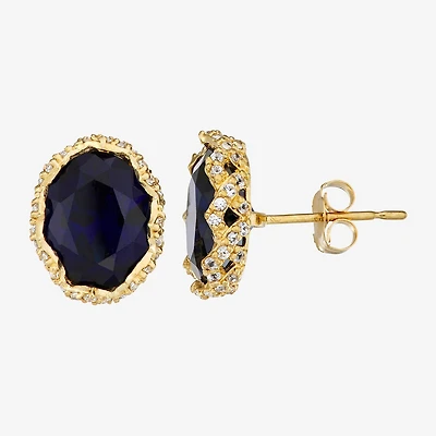 Lab Created Blue Sapphire 10K Gold 7.6mm Oval Stud Earrings