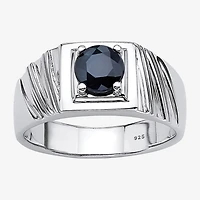 Mens Genuine Sapphire Sterling Silver Fashion Ring