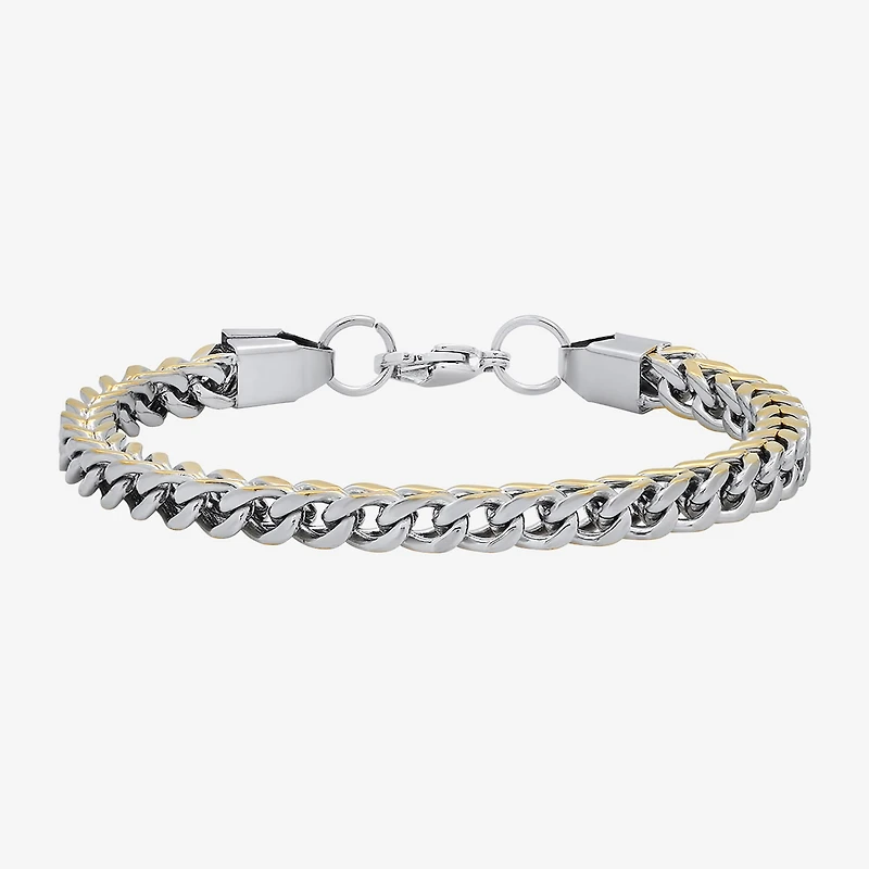 Steeltime Mens 18K Gold Over Stainless Steel Solid Hypoallergenic 8 1/2 Inch Link Bracelet