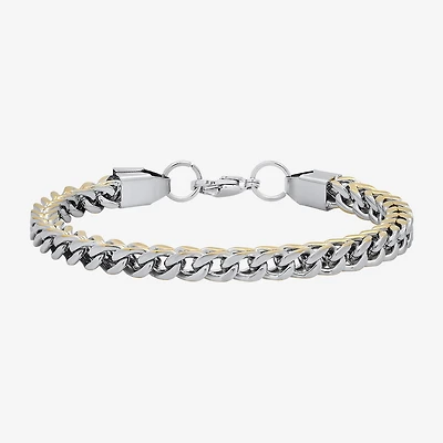 Steeltime Mens 18K Gold Over Stainless Steel Solid Hypoallergenic 8 1/2 Inch Link Bracelet