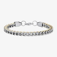 Steeltime Mens 18K Gold Over Stainless Steel Solid Hypoallergenic 8 1/2 Inch Link Bracelet