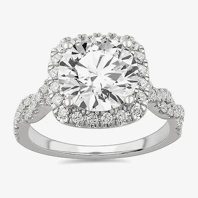 (H-I / Si1-Si2) Womens 3 3/4 CT. T.W. Lab Grown White Diamond 14K Gold Oval Side Stone Halo Engagement Ring