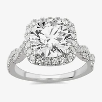 (H-I / Si1-Si2) Womens 3 3/4 CT. T.W. Lab Grown White Diamond 14K Gold Oval Side Stone Halo Engagement Ring