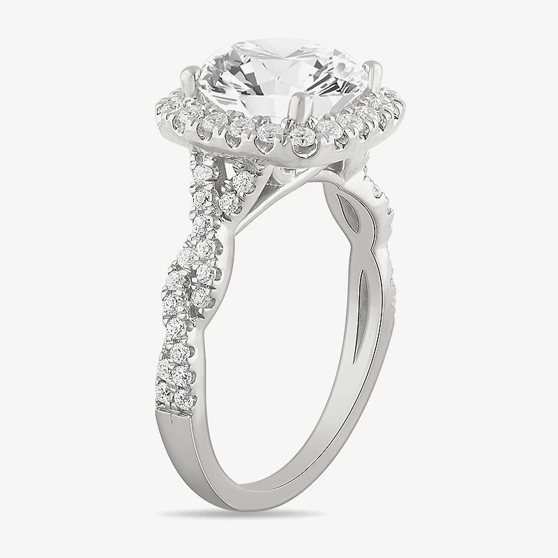(H-I / Si1-Si2) Womens 3 3/4 CT. T.W. Lab Grown White Diamond 14K Gold Oval Side Stone Halo Engagement Ring