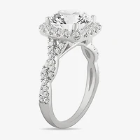 (H-I / Si1-Si2) Womens 3 3/4 CT. T.W. Lab Grown White Diamond 14K Gold Oval Side Stone Halo Engagement Ring