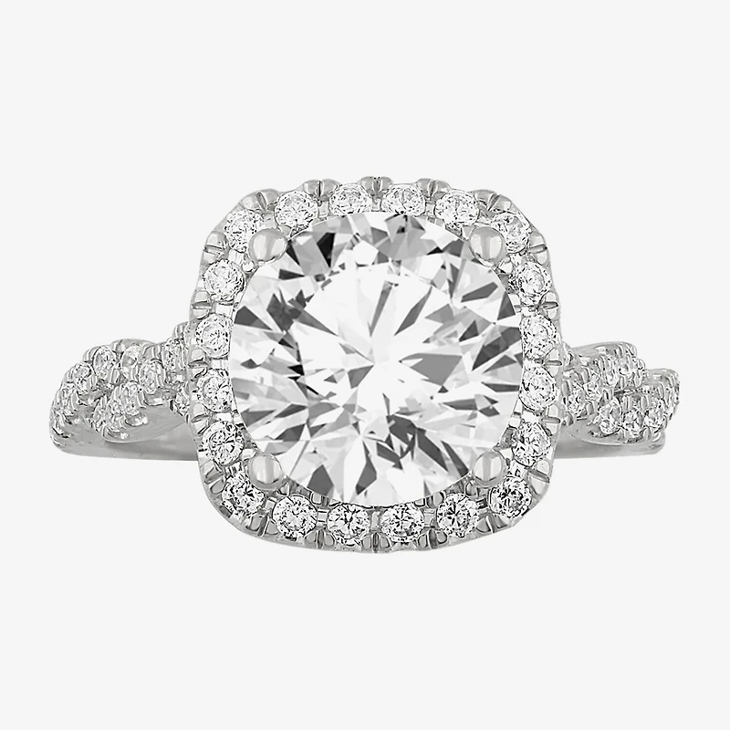 (H-I / Si1-Si2) Womens 3 3/4 CT. T.W. Lab Grown White Diamond 14K Gold Oval Side Stone Halo Engagement Ring