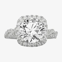 (H-I / Si1-Si2) Womens 3 3/4 CT. T.W. Lab Grown White Diamond 14K Gold Oval Side Stone Halo Engagement Ring