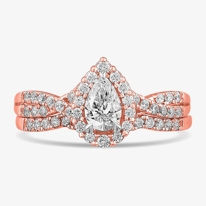 Signature By Modern Bride 7/8 CT.T.W. Lab-Grown (G-H / SI1-SI2) Diamond Pear Side Stone Bridal Set 10K or 14K Gold