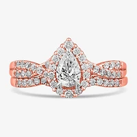 Signature By Modern Bride 7/8 CT.T.W. Lab-Grown (G-H / SI1-SI2) Diamond Pear Side Stone Bridal Set 10K or 14K Gold