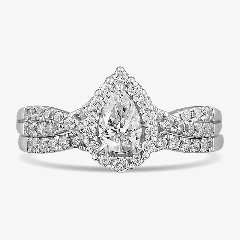 Signature By Modern Bride 7/8 CT.T.W. Lab-Grown (G-H / SI1-SI2) Diamond Pear Side Stone Bridal Set 10K or 14K Gold