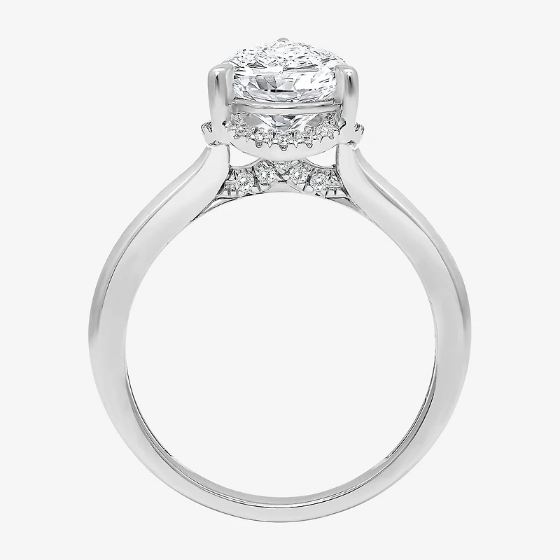 (I / I1) Womens 2 1/7 Ct. T.W. Lab Grown White Diamond 14K Gold Pear Halo Engagement Ring