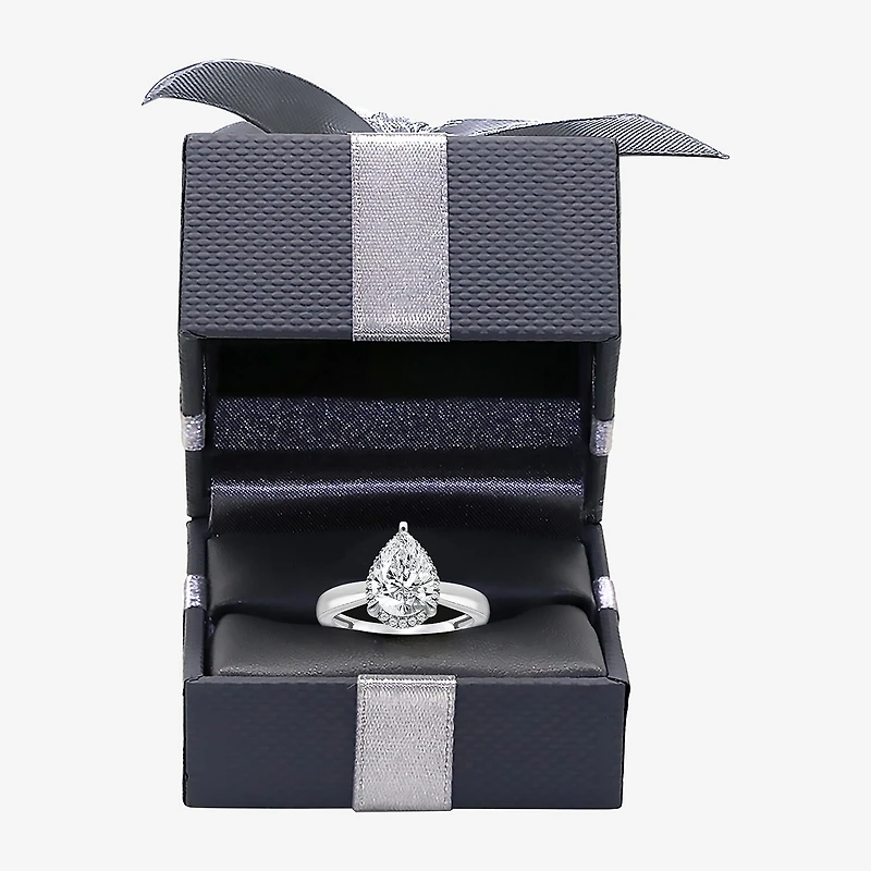 (I / I1) Womens 2 1/7 Ct. T.W. Lab Grown White Diamond 14K Gold Pear Halo Engagement Ring