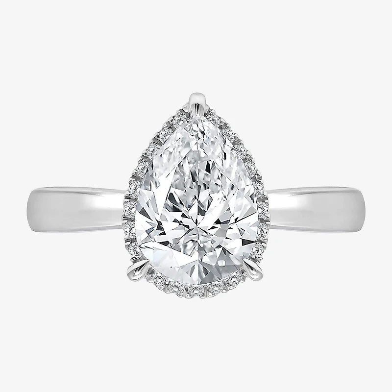 (I / I1) Womens 2 1/7 Ct. T.W. Lab Grown White Diamond 14K Gold Pear Halo Engagement Ring