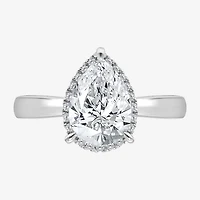 (I / I1) Womens 2 1/7 Ct. T.W. Lab Grown White Diamond 14K Gold Pear Halo Engagement Ring