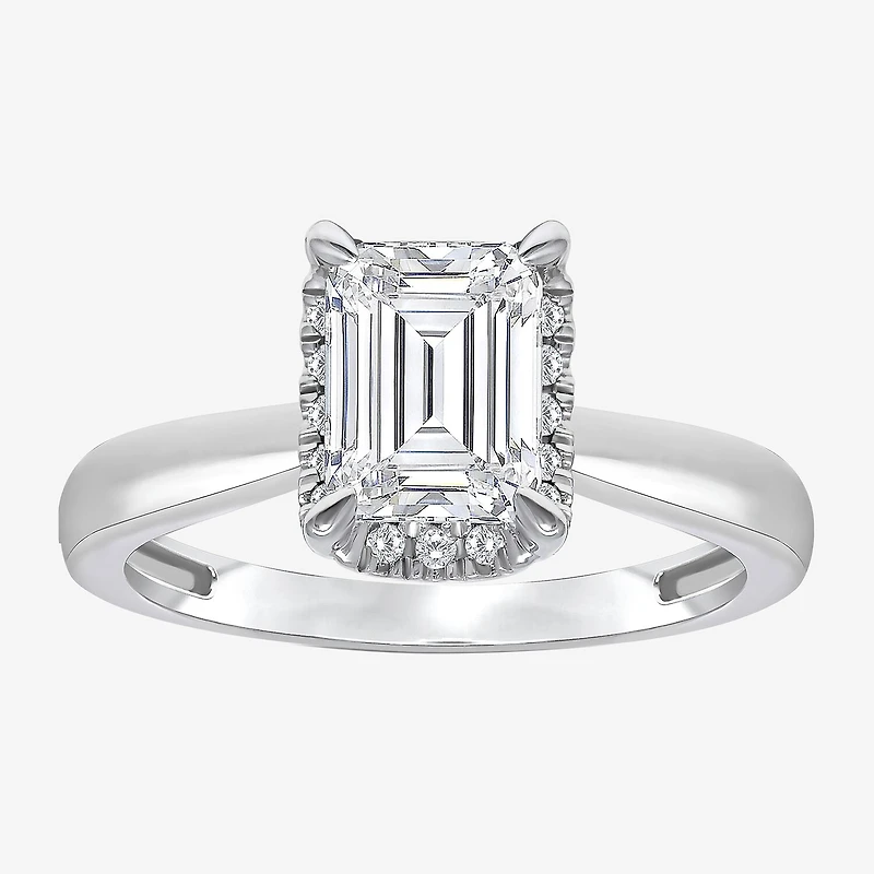 (I / I1) Womens 2 1/7 Ct. T.W. Lab Grown White Diamond 14K Gold Halo Engagement Ring