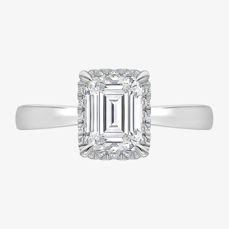 (I / I1) Womens 2 1/7 Ct. T.W. Lab Grown White Diamond 14K Gold Halo Engagement Ring