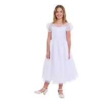 Bonnie Jean Big Kid Girls Communion Short Sleeve Puffed Flower Girl Fit + Flare Dress