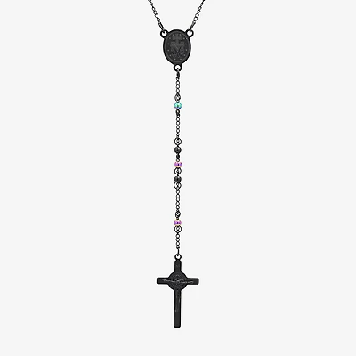 Steeltime Miraculous Medal Mens Stainless Steel Hypoallergenic 26 Inch Rosary Necklace