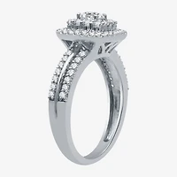 Signature By Modern Bride Womens 1 1/4 CT. T.W. Natural Diamond 10K Gold Cushion Side Stone Halo Bridal Set