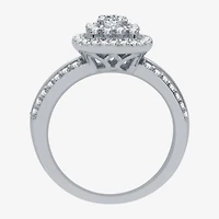 Signature By Modern Bride Womens 1 1/4 CT. T.W. Natural Diamond 10K Gold Cushion Side Stone Halo Bridal Set