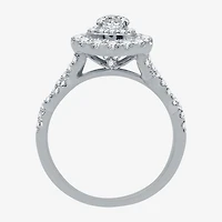 Signature By Modern Bride (G / Si1 - Si2) Womens 1 1/2 CT. T.W. Lab Grown White Diamond 10K Gold Side Stone Halo Bridal Set