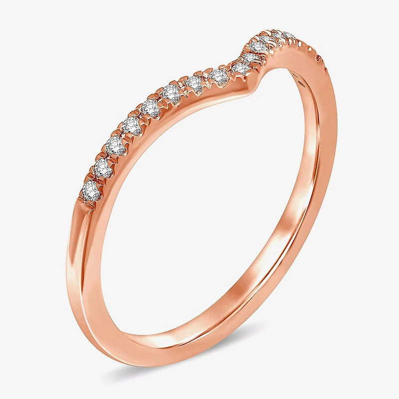 1/10 CT.T.W. Natural Diamond 10K or 14K Gold Chevron Wedding Band