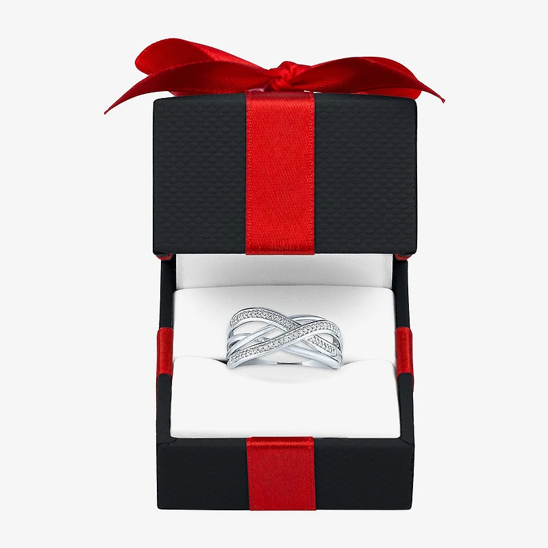 Yes, Please! Womens 1/10 CT. T.W. Natural Diamond Sterling Silver Crossover Band