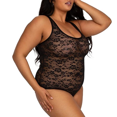 Curvy Couture No Show Lace Bodysuit- 1604