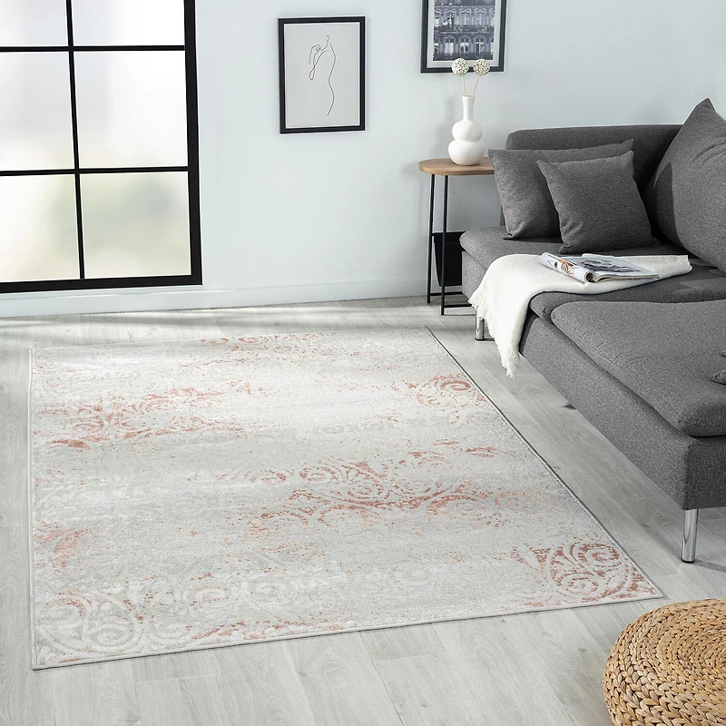 Calixta Fran Floral Stain Resistant Indoor Rectangular Area Rug