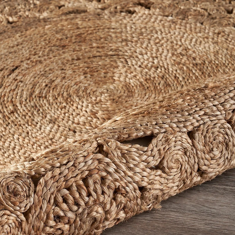 Brynn Frey Floral Braided Stain Resistant Indoor Round Area Rug