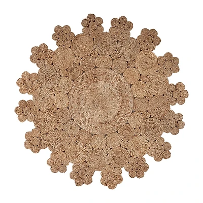 Brynn Iris Floral Braided Stain Resistant Indoor Round Area Rug