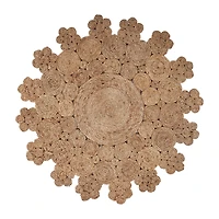 Brynn Iris Floral Braided Stain Resistant Indoor Round Area Rug