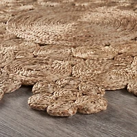 Brynn Iris Floral Braided Stain Resistant Indoor Round Area Rug