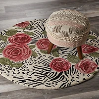Sindy Astra Floral Hand Tufted Indoor Round Area Rug