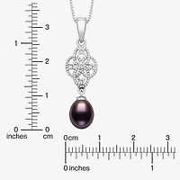 Limited Quantities! Womens Dyed Black Cultured Freshwater Pearl Sterling Silver 18 Inch Pendant Necklace