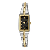 Seiko® Womens Black Dial Two-Tone Stainless Steel Solar Bracelet Watch SUP274