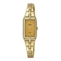 Seiko® Womens Champagne Dial Gold-Tone Stainless Steel Solar Watch SUP276