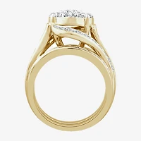 Round 3 CT.T.W. Natural Diamond Side Stone Engagement Ring in 10K or 14K Gold