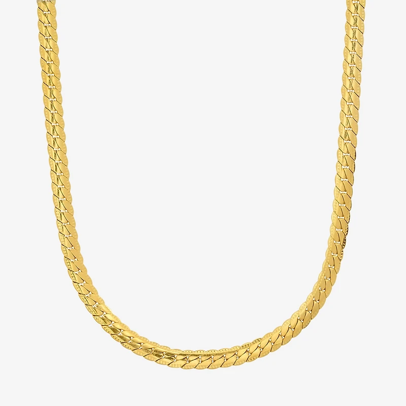 Steeltime Mens 18K Gold Over Stainless Steel Hypoallergenic 24 Inch Curb Chain Necklace