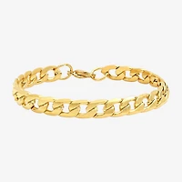 Steeltime Mens 18K Gold Over Stainless Steel Solid Hypoallergenic 8 1/2 Inch Link Bracelet