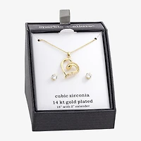 Sparkle Allure Womens Cubic Zirconia 14K Gold Over Brass Heart 2-pc. Jewelry Set