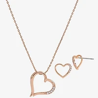 Sparkle Allure Womens Cubic Zirconia 18K Rose Gold Over Brass Heart 2-pc. Jewelry Set