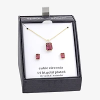 Sparkle Allure Womens Purple Cubic Zirconia 14K Gold Over Brass Rectangular 2-pc. Jewelry Set